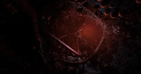 Mysterious underground scene with glowing elements and organic structures 스톡 일러스트