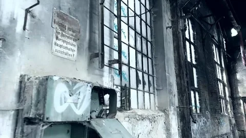 Mysterious windows in old factory Stock Footage 110919786