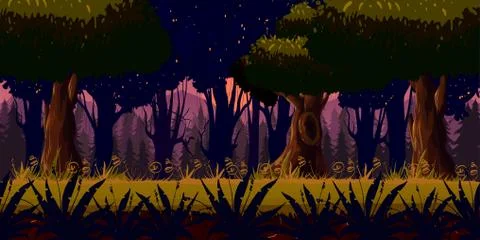 Mystery Dark Forest Background Stock Illustration