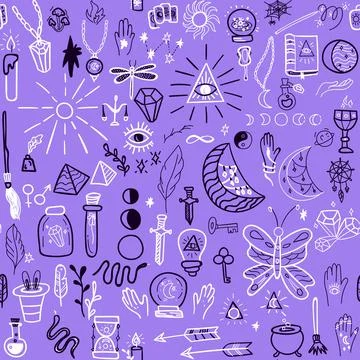 Mystery Doodle Seamless Pattern Stock Illustration