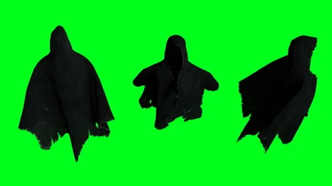 Mystery fear ghost animation . dynamic hoodie. Isolate. Realistic 4k green Stockbeeldmateriaal 132484900