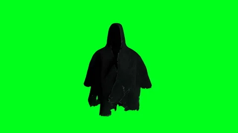 Mystery fear ghost animation . dynamic hoodie. Isolate. Realistic 4k green Stock Footage 132488532
