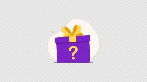 Mystery Gift Box with Question Mark. Surprise Reward Animation - Transparent Stock Footage 323243566