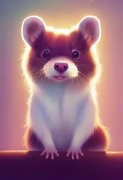 Mystery light portrait of cute ferret land animal. Stock Illustration