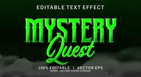 Mystery quest vector text effect with modern style design Stock Illustration