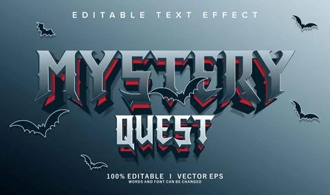 Mystery quest vector text effect with modern style design Illustration