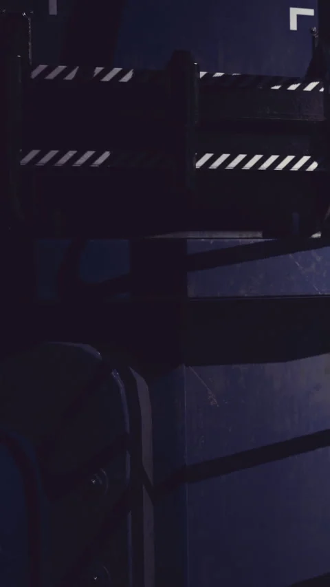 Mystery shadows dance in industrial setting under dim blue light Stock Footage 331838455