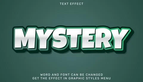 Mystery text effect template in 3d design Stock Illustration