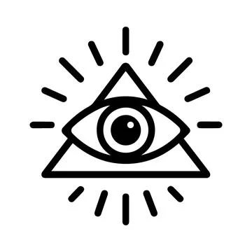 Mystic All Seeing Eye Triangle with Rays, Symbol Awareness Spirituality Stock Illustration