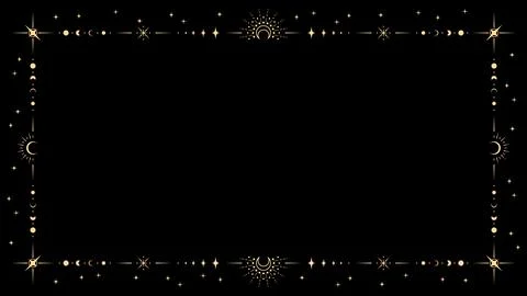 Mystic celestial frame, line star and moon borders Ilustração Stock