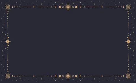 Mystic celestial frame, vector mystical border, Stock Illustration