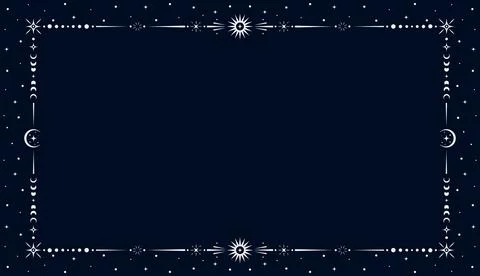 Mystic celestial frame, vector mystical border, Stock Illustration