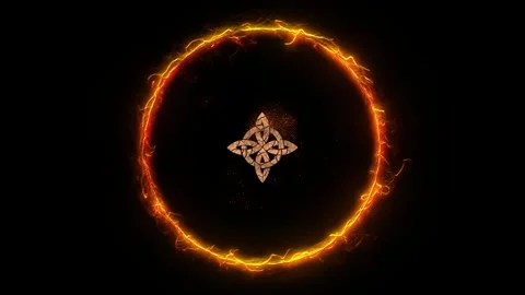 Mystic celtic knot rotating in ring of fire for spiritual concept Vídeos de archivo 276612927