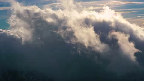 Mystic clouds sky motion fast in sunny nature time lapse background Stock Footage 233004598