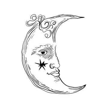 Mystic Crescent Moon Face vector illustration Stock Illustration