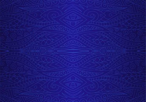Mystic dark blue abstract linear seamless pattern Stock Illustration