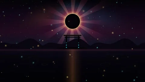 Mystic dark landscape with solar eclipse Vidéo 344044177
