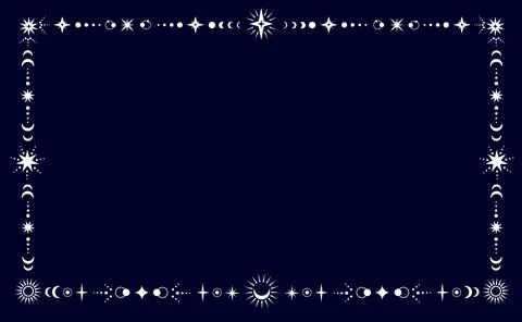 Mystic esoteric celestial frame, sun, moon, stars Ilustração Stock