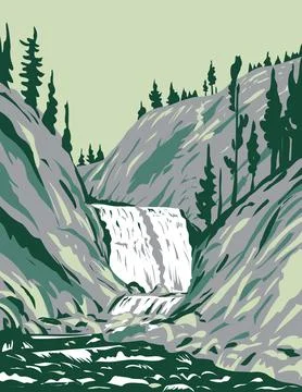 Mystic Falls a cascade type waterfall on the Little Firehole River within Yel Illustrazione stock
