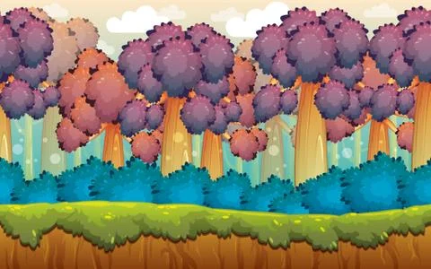 Mystic Forest Game Background Stock Illustration