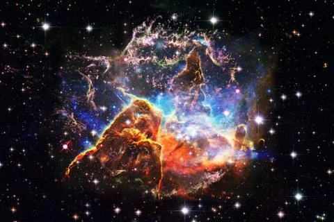 Mystic Mountain in outer space. Elements of this image furnished by NASA. イラスト素材