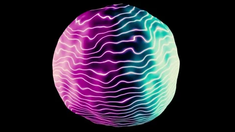 Mystic Neon Alien Sphere 3D Abstract Organic Deformation Animation Stock Footage 321935971