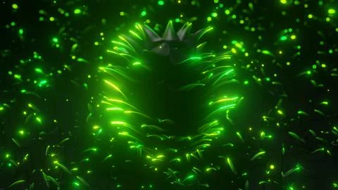 Mystic night forest tree with glowing leaves 3d render illustration seamless イラスト素材