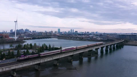Mystic River Bridge in Everett Massachusetts Stock Footage 277915316