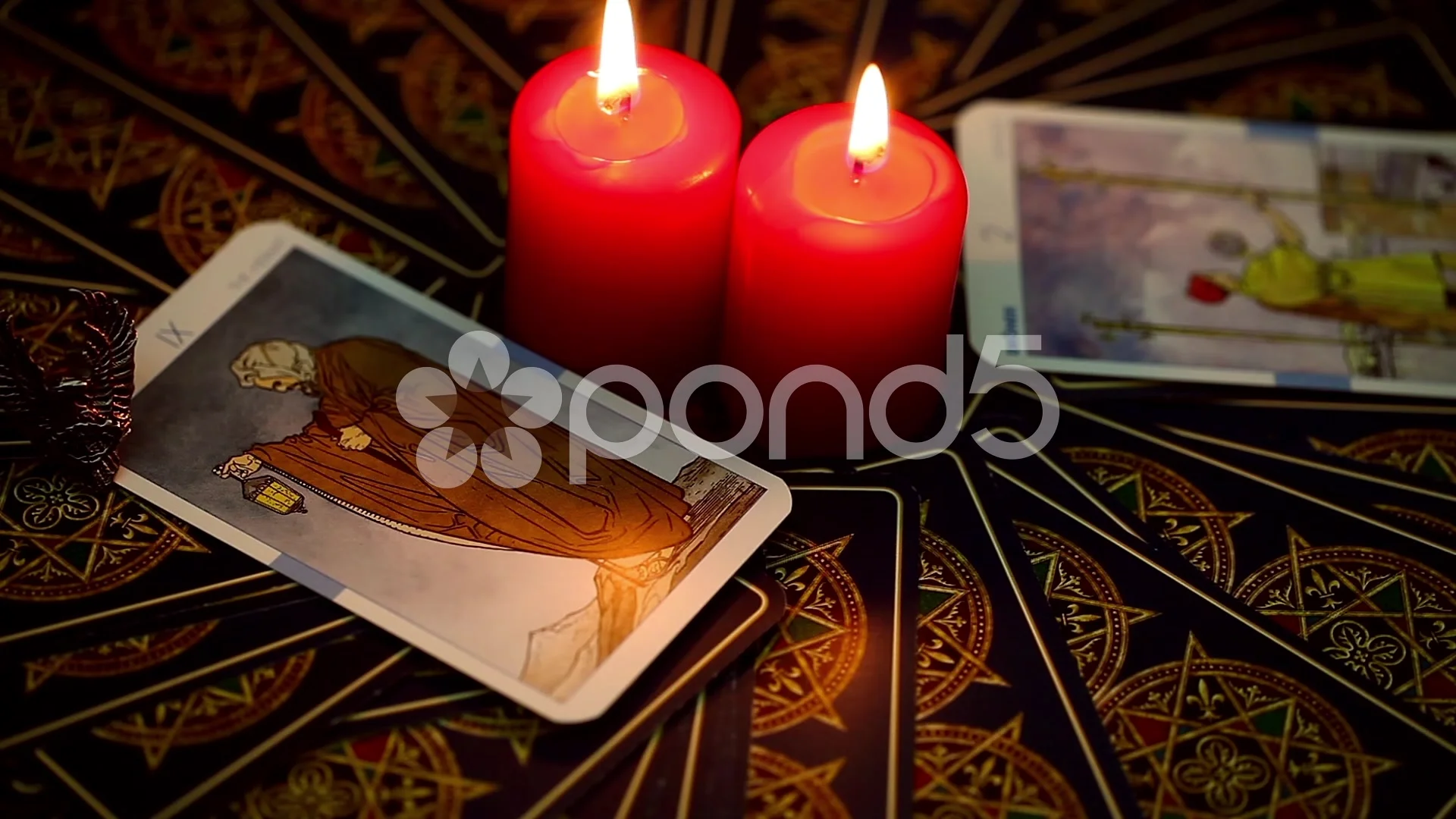 Mystic Tarot Cards and Burning Candles R... | Stock Video | Pond5