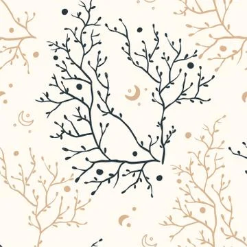 Mystical and Celestial Seamless pattern with eyes, stars, Palm and zodiac Stock Illustration