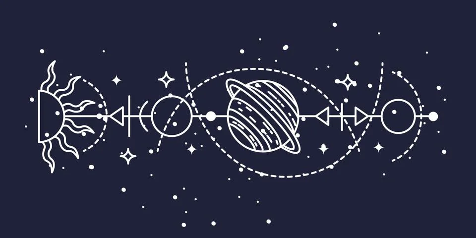 Mystical astrological vector illustration. Magic symbols. Zodiac. Astronomy.  Illustrazione stock