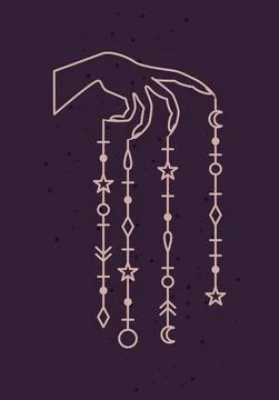 Mystical astrological vector illustration. Magic symbols. Zodiac. Astronomy.  Stock Illustration