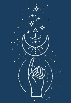 Mystical astrological vector illustration. Magic symbols. Zodiac. Astronomy.  Stock Illustration