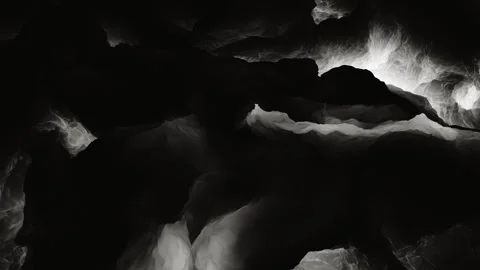 Mystical black-white clouds billow and flow creating surreal dark mood 動画素材 327406869