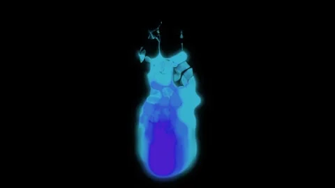 Mystical blue flame dancing on a black canvas, evoking ghostly ethereal energ Stock Footage 340538512