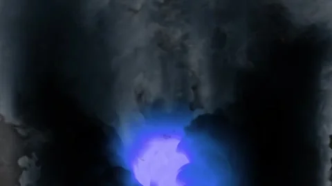 Mystical Blue Light Vertical Movement and Dense Smoke Turbulence Seamless Loop Stock Footage 259211668