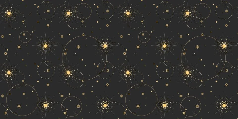 Mystical boho seamless pattern Stock Illustration
