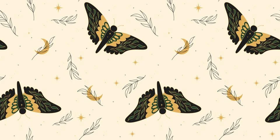 Mystical boho seamless pattern Stock Illustration