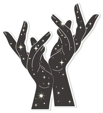 Mystical boho style illustrations witch hands. Trendy and occult-inspired boh Stock Illustration