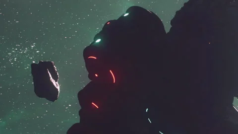 Mystical Celestial Landscape With Glowing Elements and Asteroids in the Cosmos Stock Footage 347255243