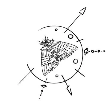 Mystical composition vector line art illustration with magic elements Stock Illustration