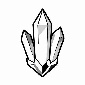 Mystical Crystal Cluster Vector Illustration, Minimalist Black and White Oc.. Illustrazione stock