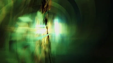 Mystical Dark Green Light Flare Cyber Sci-Fi Abstract Motion Background Stock Footage 346224385