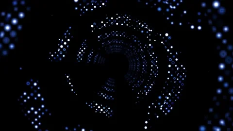 Mystical Digital Tunnel: Abstract Dots Spiral Into Infinite Darkness Stock Footage 339052249