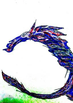Mystical Dragon Drawing Stock Illustration