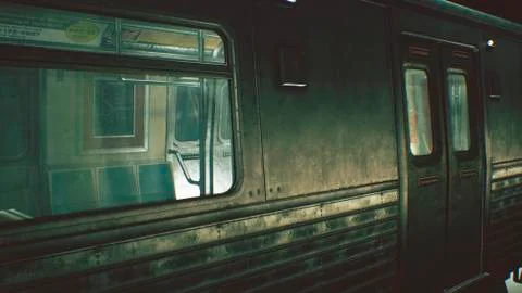 Mystical endless train. Subway train movement. 3D Rendering Stock Illustration