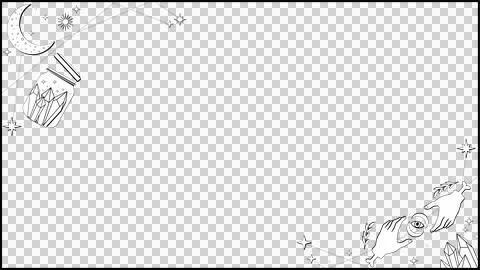 Mystical flat border is showing clear background, moon, crystal jar, hands イラスト素材