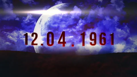 Mystical full moon with date imprinted 12.04.1961 date 動画素材 263695521