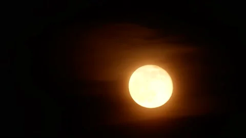 Mystical full moon, red light - real time - night sky background Stock Footage 154754911