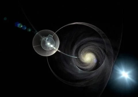 Mystical galaxy, rays of light in space across the universe, mystical gala... Stock Photos